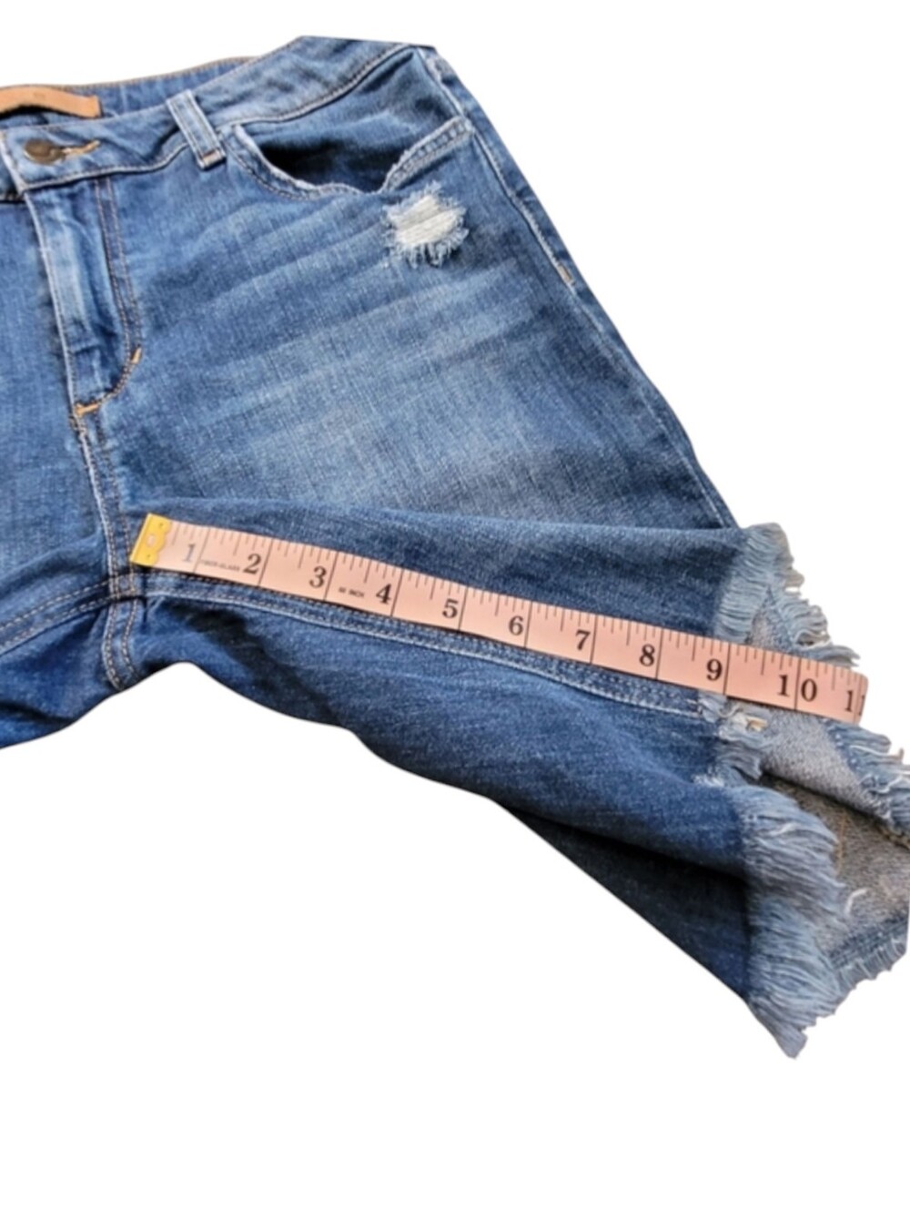 Joe’s Jeans The Finn Bermuda Shorts 29 Mid Rise Frayed Distressed Denim - Picture 15 of 16
